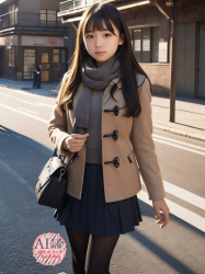 【黒ストJK】街行くカワイイ黒タイツ女子校生ちゃんを撮らせてもらいましたー♪的な三次風街撮り画像 part2【AI写真】の画像