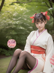 【希少種】和服と黒タイツの組み合わせが好きだけどリアルで見たことがないので生成してみた黒スト和装女子の三次風画像【AI写真】の画像