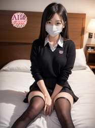 【JK】このあとナニか始まっちゃいそうな雰囲気を感じる、ベッドの上に佇む女子校生ちゃんの三次風画像【AI写真】の画像
