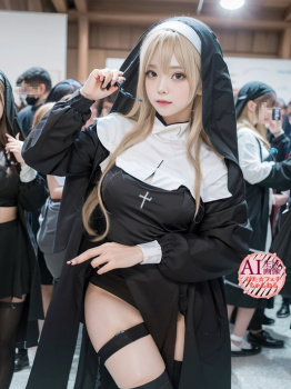【修道女】シスターさんの恰好をしたコスプレイヤーさんを撮影させてもらった三次風画像【AI写真】の画像