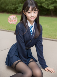 【黒ストJK】黒タイツの女子校生ちゃんを撮影した三次風画像【AI写真】の画像