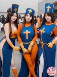 【全身タイツ】ドラクエ3の女僧侶ちゃんのコスプレをしてるコスプレイヤーさんの三次風画像 part2【AI写真】の画像