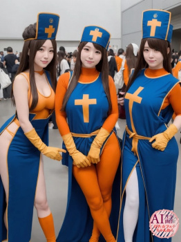 【全身タイツ】ドラクエ3の女僧侶ちゃんのコスプレをしてるコスプレイヤーさんの三次風画像 part2【AI写真】の画像