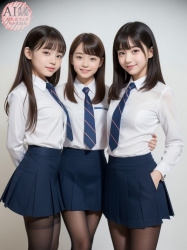 【黒ストJK】黒タイツを履いた女子校生ちゃんを撮影した三次風画像 part2【AI写真】の画像