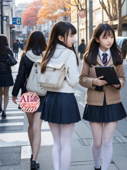 【白ストJK】女子校生の制服には白タイツも似合うはずなので生成してみた三次風画像【AI写真】の画像