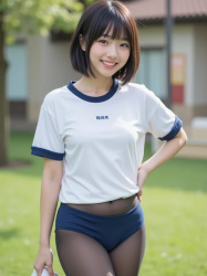 【黒スト】ブルマーの下に黒タイツを履いて体育の授業を受けていた女子が存在した時代があったらしいので生成してみた三次風画像 part1【AI画像】の画像