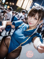 【チャイナドレス】春麗のコスプレをしたコスプレイヤーさんを撮影させてもらった三次風画像 part2【AI画像】の画像