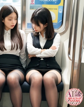 【パンチラ？】電車で正面に座ってるOLさんのパンツが見えてるような見えてないような三次盗撮風画像 part2【AI画像】の画像