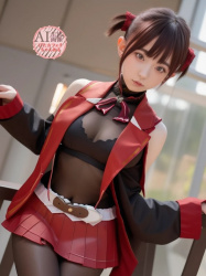 【宝鐘マリン】船長の初期衣装を黒タイツアレンジしたコスプレイヤーさんを撮影させてもらった三次風画像 part2【AI画像】の画像