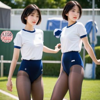 【黒スト】ブルマーの下に黒タイツを履いてる女の子をこっそり撮影した三次盗撮風画像 part2【AI画像】の画像