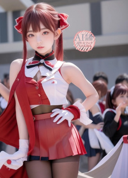 【宝鍾マリン】船長の初期衣装を着たコスプレイヤーさんを生成しようとしたら少し惜しい感じに仕上がった三次風画像【AI画像】の画像