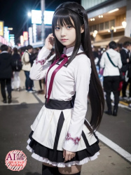 【まどマギ】暁美ほむらちゃんコスをしてるコスプレイヤーさんを撮影させてもらった三次風画像【AI画像】の画像