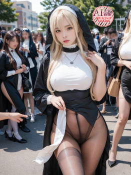 【陰毛】下半身の描写がぎりぎりアウトな気がするシスターさんの三次風コスプレエロ画像【AI画像】の画像