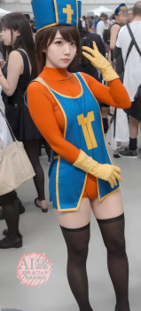 【DQ3】女僧侶の恰好をしたコスプレイヤーさんの画像生成を試みたら、少しアレンジが加わってしまった三次風画像【AI画像】の画像