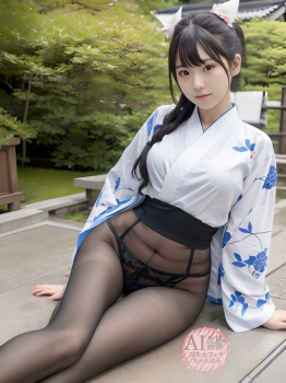 【和服】黒パンストを履いてる下半身がどエロい状態で生成されてしまった黒スト和装女子の三次風画像【AI画像】の画像