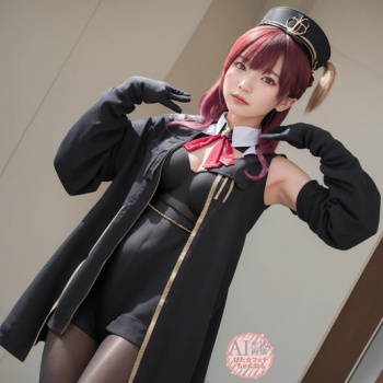 【宝鍾マリン】三十路衣装船長コスプレイヤーさん画像を生成しようとしたら少し違うアレンジコスの船長が出来上がった三次風画像【AI画像】の画像