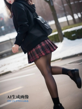 【街撮り】黒タイツ女子や黒パンスト女子を屋外でこっそり撮影した盗撮風画像【AI画像】の画像
