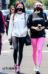【アスレジャー】下半身ぴったりレギンスで街歩きする女性を街撮りした三次風画像 part2【AI画像】の画像