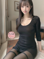 【黒スト】黒ぴちニットと黒タイツの相性の良さが再確認できる三次風画像【AI画像】の画像