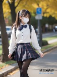 【JK】黒パンストや黒タイツを履いた女子校生ちゃんを街撮りした三次盗撮風画像 part4【AI画像】の画像
