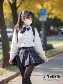 【JK】黒パンストや黒タイツを履いた女子校生ちゃんを街撮りした三次盗撮風画像 part4【AI画像】の画像