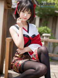 【希少種】和服と黒タイツの組み合わせが好きだけどリアルで見たことがないので生成してみた黒スト和装女子の三次風画像 part3【AI画像】の画像