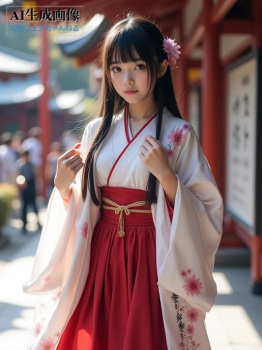 【着物】巫女装束や巫女服アレンジ衣装を着てる女性の三次風画像 part1【AI画像】の画像