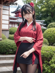 【希少種】和服と黒タイツの組み合わせが好きだけどリアルで見たことがないので生成してみた黒スト和装女子の三次風画像 part4【AI画像】の画像