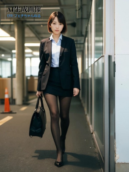 【黒スト】黒タイツや黒パンストを履いたOLさんの三次風画像 part2【AI画像】の画像