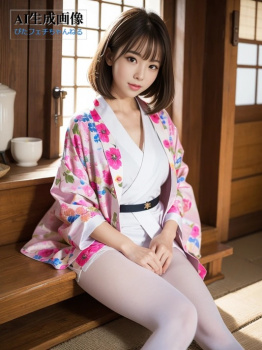 【着物】白タイツや白パンストと和服の組み合わせを見てみたくて生成した白スト和装女子の三次風画像 part2【AI画像】の画像