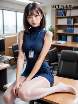 【白スト】白タイツや白パンストを履いたOLさんを見てみたくて生成した三次風画像【AI画像】の画像