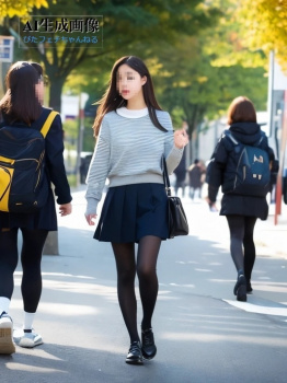 【街撮り】屋外でこっそり撮影した黒タイツ女子や黒パンスト女子の盗撮風画像 part3【AI画像】の画像