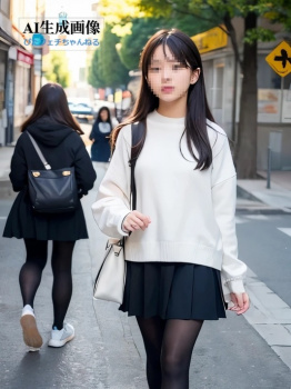 【街撮り】屋外でこっそり撮影した黒タイツ女子や黒パンスト女子の盗撮風画像 part4【AI画像】の画像