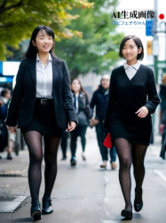 【黒スト】黒タイツや黒パンストを履いたOLさんをこっそりと撮影した三次盗撮風画像 part3【AI画像】の画像