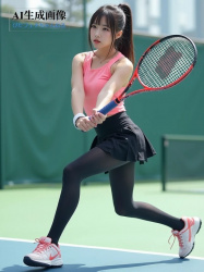 【テニス】タイツやレギンスを履いた女子テニスプレイヤーの三次風画像【AI画像】の画像