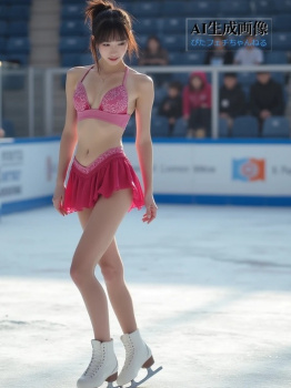 【スケート】衣装の布面積が少なめに生成されてしまったちょっぴりエッチなフィギュアスケート女子の三次風画像【AI画像】の画像