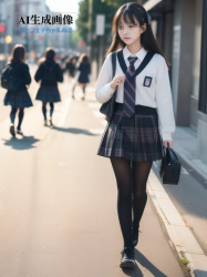【JK】黒パンストや黒タイツを履いた女子校生ちゃんを街撮りした三次盗撮風画像 part7【AI画像】の画像