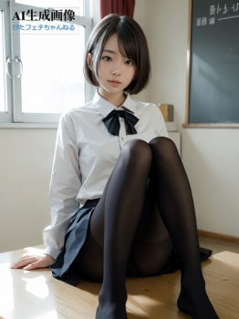 【黒ストJK】学校の教室で撮影された黒タイツ女子校生ちゃんの三次風画像 part6【AI画像】の画像