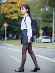 【JK】黒パンストや黒タイツを履いた女子校生ちゃんを街撮りした三次盗撮風画像 part8【AI画像】の画像