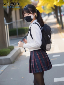 【JK】黒パンストや黒タイツを履いた女子校生ちゃんを街撮りした三次盗撮風画像 part9【AI画像】の画像