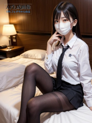 【事前JK】このあとナニかが始まっちゃいそうなエッチな雰囲気を感じる…ベッドの上に佇む女子校生の三次風画像 part2 黒ストJK編【AI写真】の画像