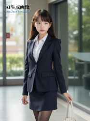 【OL】リクルートスーツ風の装いにフレッシュさを感じる新社会人女子の三次風画像【AI画像】の画像