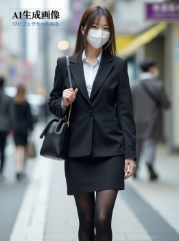 【黒タイツ】街行く黒パンストOLさんを撮影した三次街撮り風画像 part2【AI画像】の画像