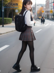 【黒ストJK】街行く黒タイツ女子校生を撮影した街撮り三次風画像 part1【AI画像】の画像