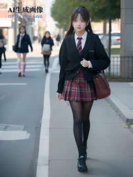 【JK】黒パンストや黒タイツを履いた女子校生ちゃんを街撮りした三次盗撮風画像 part11【AI画像】の画像