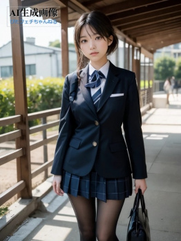 【黒ストJK】街行く黒タイツ女子校生を撮影した街撮り三次風画像 part2【AI画像】の画像