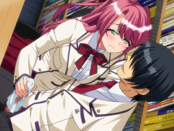 〖エロアニメ〗巨乳ビッチ痴女美少女に学校でシコシコしてもらうの画像