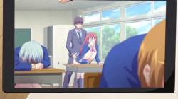 【エロアニメ】「これバレてんじゃないの？」犯人を刺激しないように指示に従い授業中に先生とセックスしてた美少女JK、明らかに友達に気づかれてるwwの画像