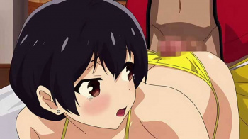 【エロアニメ】恋愛経験がなさそうなOLを個人水着撮影会と称して騙してビンビンに勃起したチンポを見せつけて擦りつけてくる！の画像
