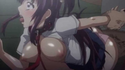 【エロアニメ】首輪と恥ずかしい格好で外をお散歩させらる美少女Jk、誰もが通る公衆の路上でおじさん肉棒に無秩序に犯されてしまう！の画像